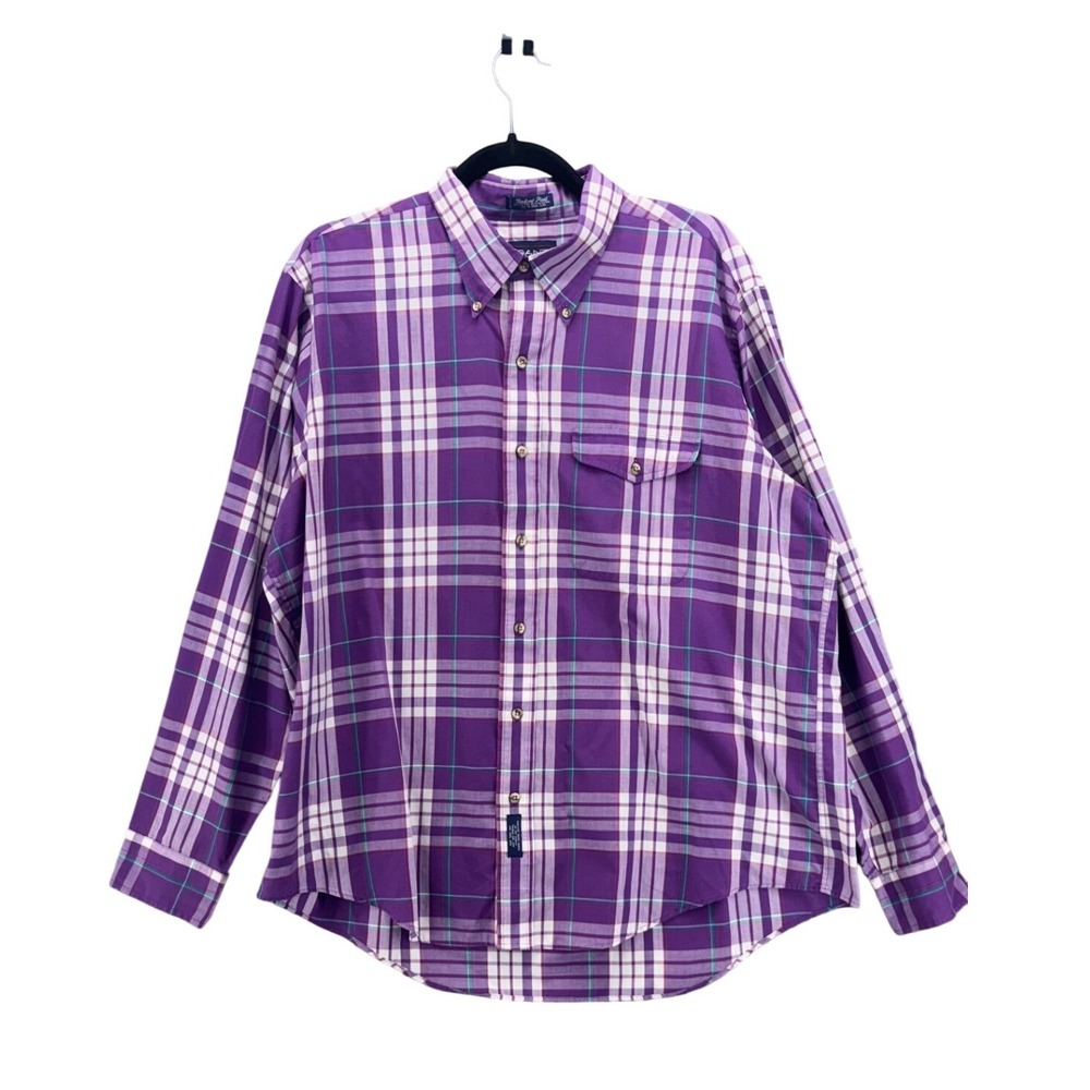 Gant Foxhunt Plaid Button Down Shirt Purple XL